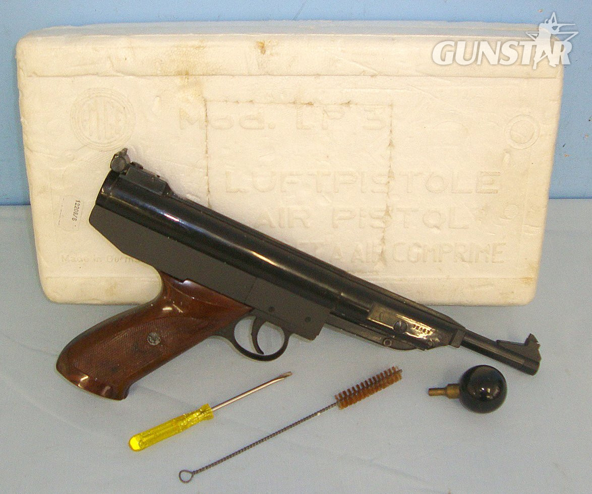 Boxed, Mint, Post 1950's West German Gerstenberger & Eberwein, EM-GE Model LP3a, .22 Calibre 'Break Action' Air Pistol With Cocking Aid & Other Accessories. AI 590 air pistol .22 in 