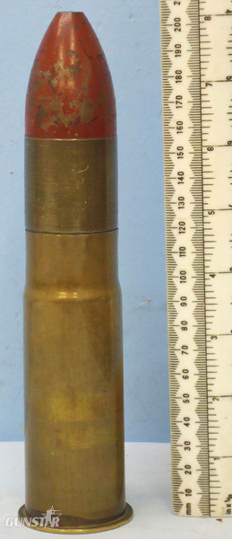INERT DEACTIVATED. Unfired American 1891 Dated Hotchkiss 37mm / 1.45 inch Heavy Land Service Revolver Cannon (37x119R) High Explosive (HE) Round. - O 1636 INERT DEACTIVATED. Unfired American 1891 Dated Hotchkiss 37mm / 1.45 inch Heavy Land Service Revolver Cannon (37x119R) High Explosive (HE) Round. - O 1636  Other Ammunition in 