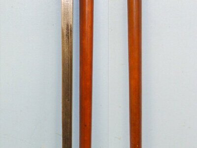 Victorian Era English Gentleman’s Mallaca Sword Stick with Curved Stag Antler Handle & Full-Size British Military Proofed Sword Blade. Sn 20739:1. Victorian Era English Gentleman’s Mallaca Sword Stick with Curved Stag Antler Handle & Full-Size British Military Proofed Sword Blade. Sn 20739:1. Antique & Militaria