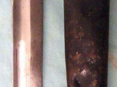 As Found WW1 (1917 Dated) German Imperial M84/98 2nd Model Bayonet, By J.A. Henckles, And Scabbard. Sn BAYO 524  Bayonet