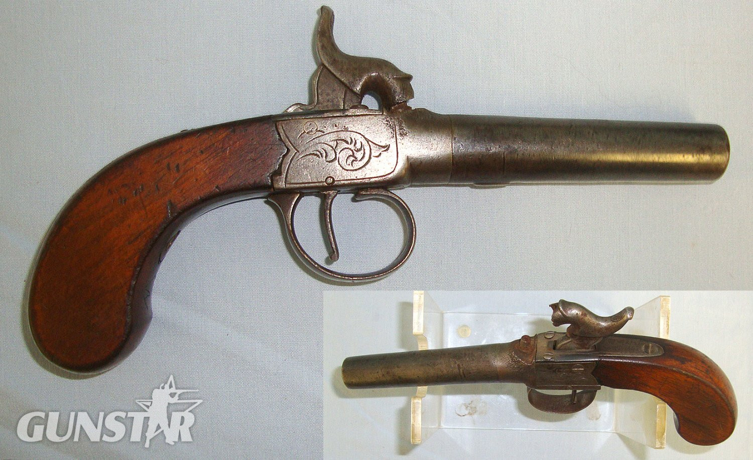C1840 English 50 Bore Percussion Pocket Pistol With Turn Off Barrel. Sn 23596 percussion pistol .54 Cal Muzzleloader Muzzleloader