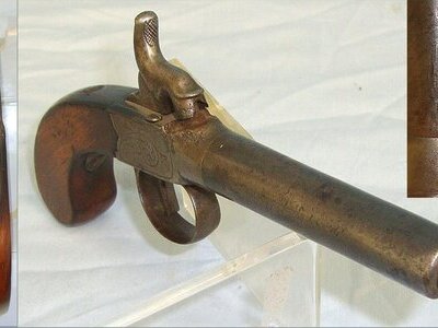 C1840 English 50 Bore Percussion Pocket Pistol With Turn Off Barrel. Sn 23596 percussion pistol .54 Cal Muzzleloader Muzzleloader