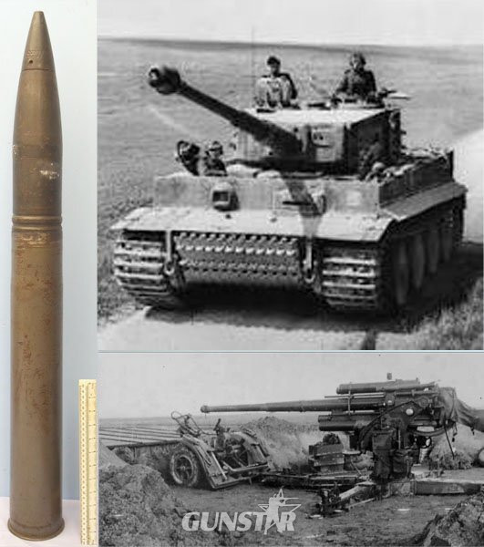 DEACTIVATED INERT. WW2, German Tiger 1 Tank, 1942 Dated, Unfired 88mm (88 x 571R) High Explosive (HE) Round for the 88mm Tiger 1 KWK 36 tank gun and the Flak 18 Towed Anti-aircraft/Tank and Naval Guns. Sn - 23149 DEACTIVATED INERT. WW2, German Tiger 1 Tank, 1942 Dated, Unfired 88mm (88 x 571R) High Explosive (HE) Round for the 88mm Tiger 1 KWK 36 tank gun and the Flak 18 Towed Anti-aircraft/Tank and Naval Guns. Sn - 23149 Various Other Ammunition in 