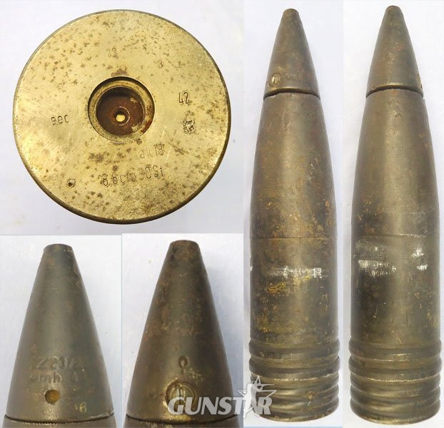 DEACTIVATED INERT. WW2, German Tiger 1 Tank, 1942 Dated, Unfired 88mm (88 x 571R) High Explosive (HE) Round for the 88mm Tiger 1 KWK 36 tank gun and the Flak 18 Towed Anti-aircraft/Tank and Naval Guns. Sn - 23149 DEACTIVATED INERT. WW2, German Tiger 1 Tank, 1942 Dated, Unfired 88mm (88 x 571R) High Explosive (HE) Round for the 88mm Tiger 1 KWK 36 tank gun and the Flak 18 Towed Anti-aircraft/Tank and Naval Guns. Sn - 23149 Various Other Ammunition