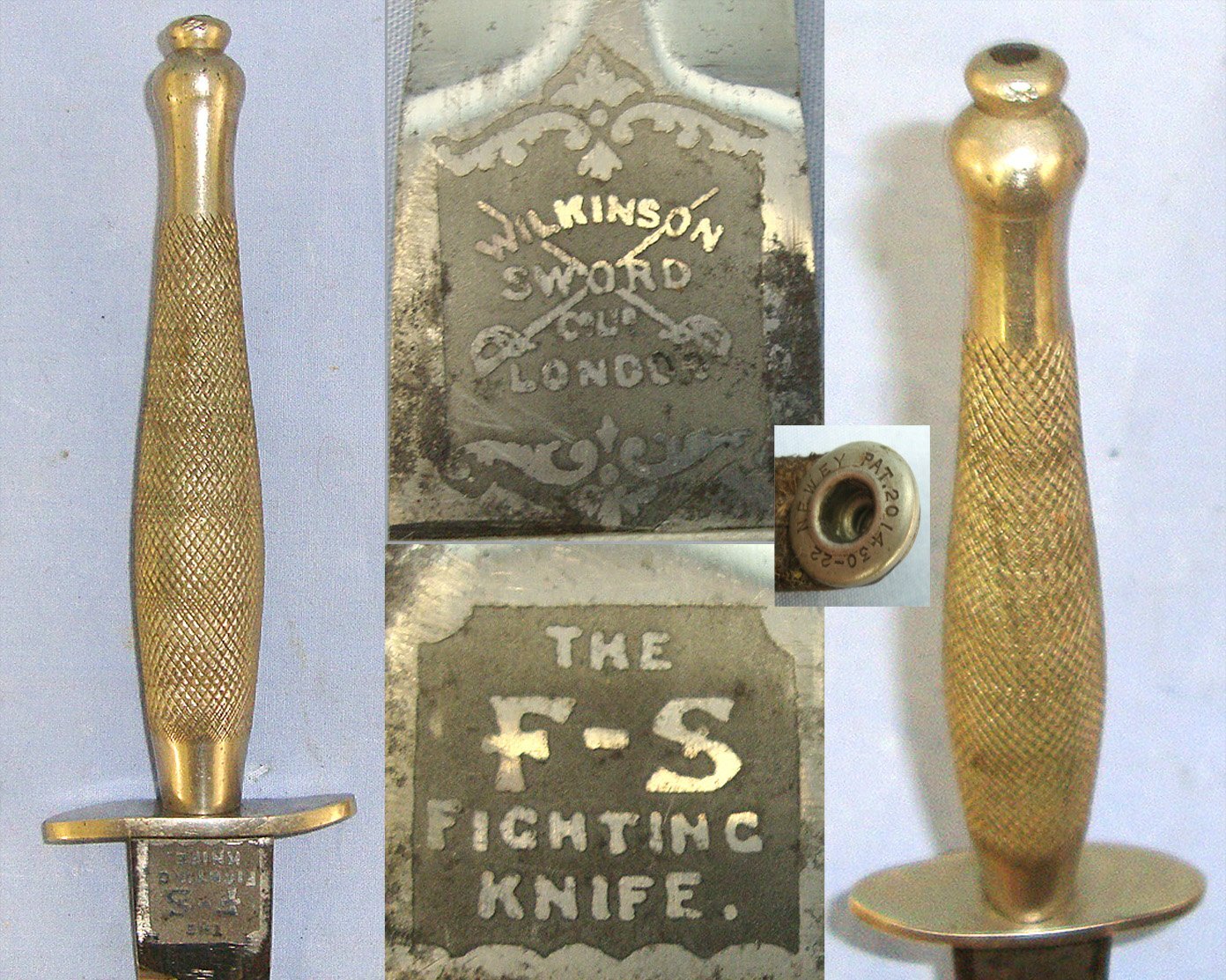 VERY RARE**British 1st Pattern Wilkinson FS Commando Fighting Knife With Double Etched Panels & 1st Pattern Scabbard With Correct Newey Stud Fastener. Sn 23484:95 Knive