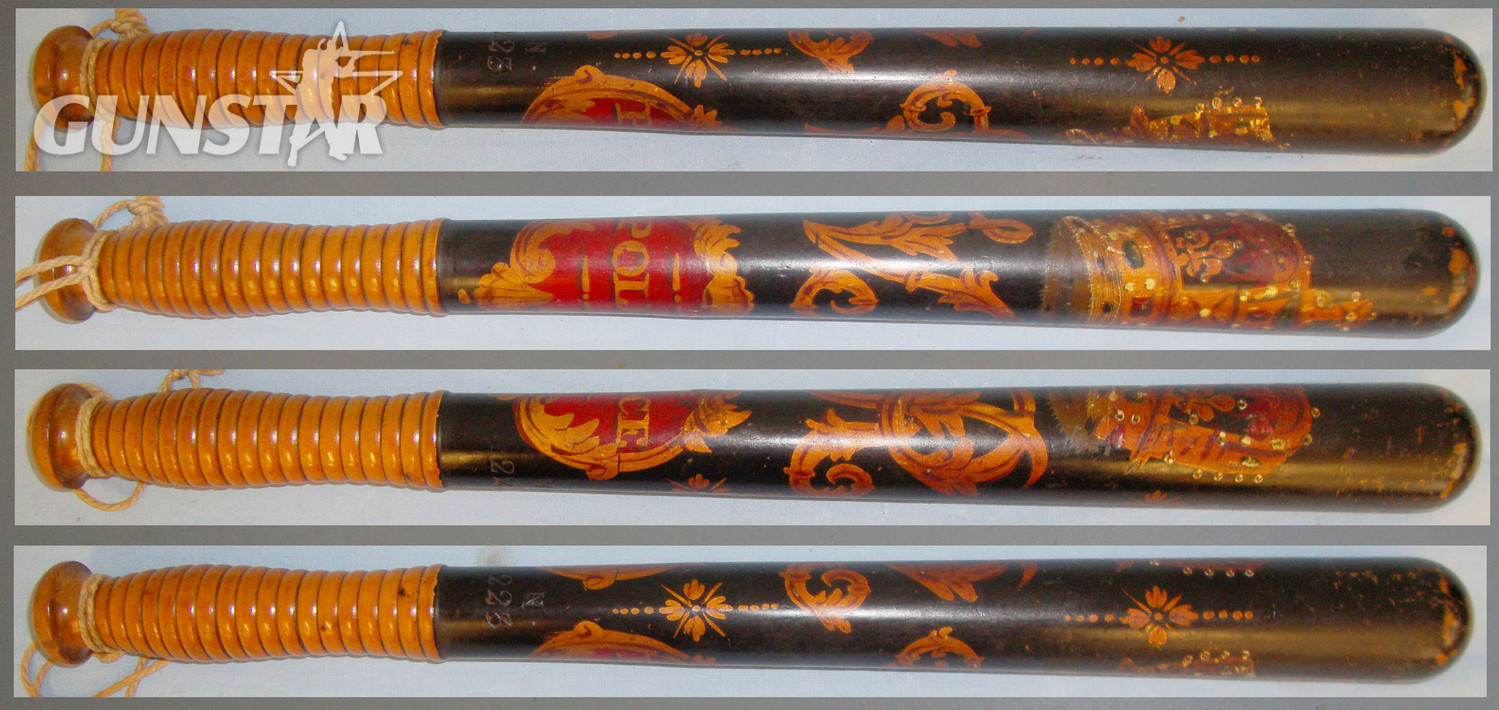Victorian Hand Painted Parker Holborn Yellow Lancewood Police Presentation Tipstave/Truncheon. 20611. Victorian Hand Painted Parker Holborn Yellow Lancewood Police Presentation Tipstave/Truncheon. 20611. Antique & Militaria
