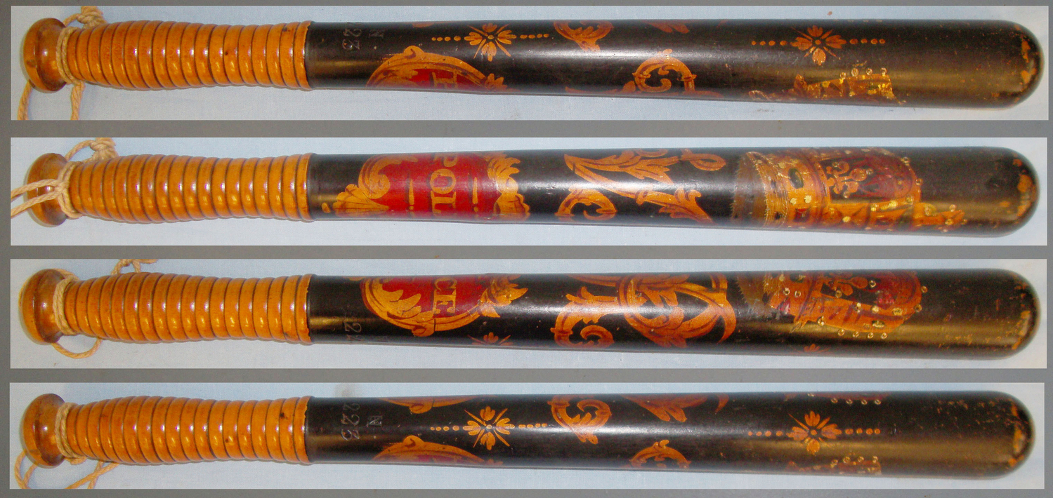 Victorian Hand Painted Parker Holborn Yellow Lancewood Police Presentation Tipstave/Truncheon. 20611. Victorian Hand Painted Parker Holborn Yellow Lancewood Police Presentation Tipstave/Truncheon. 20611. Antique & Militaria