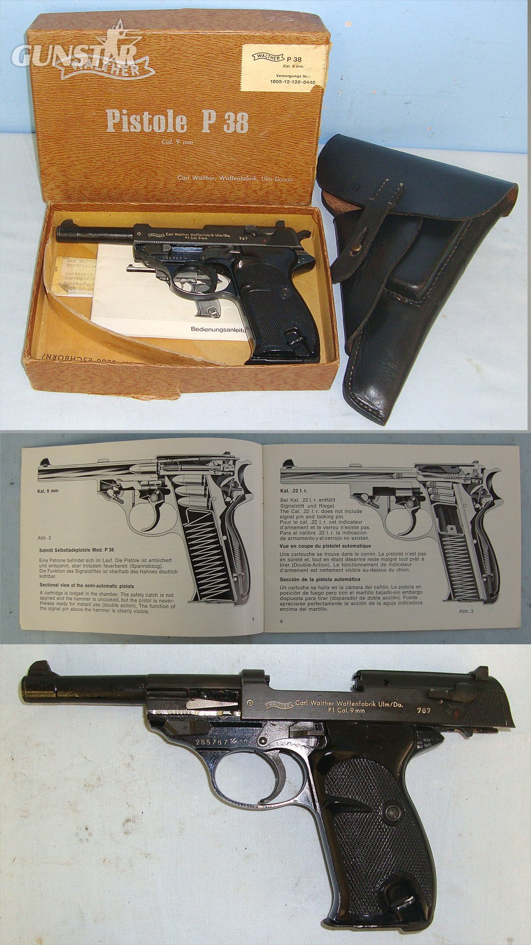  Boxed, Cold War 1964 Dated West German Military / Police Walther P38 / P1 Variant 9mm Parabellum Calibre, Semi Automatic Pistol With Associated P38 Leather Holster**MOVING PARTS UK/EU 2025 DEACTIVATION**Sn 23669 semi auto pistol deactivated None Semi Auto