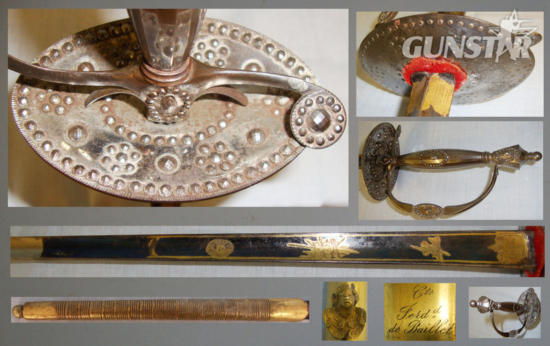 c1750 Silver metal Hilt Court / Diplomatic Small Sword With Blued & Gilt Blade. ED 2626 Sword