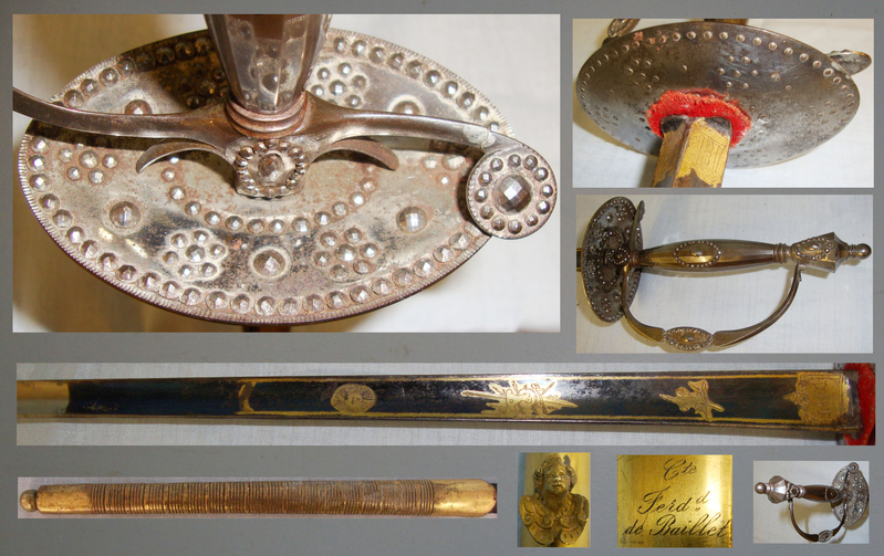 c1750 Silver metal Hilt Court / Diplomatic Small Sword With Blued & Gilt Blade. ED 2626 Sword