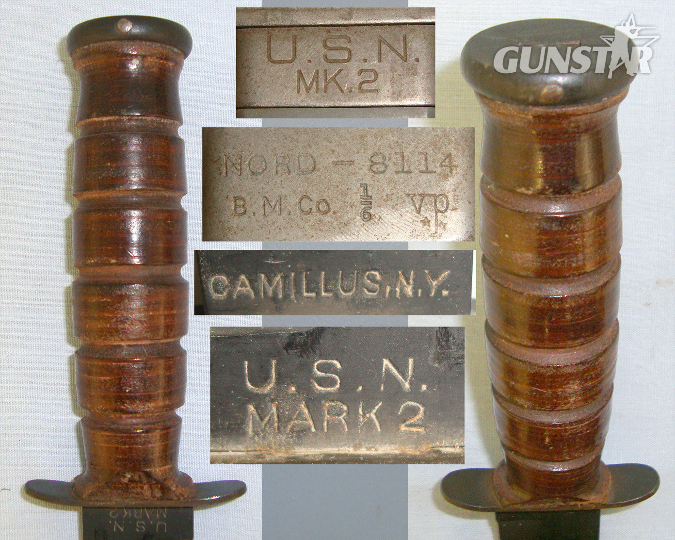 MINT**WW2 USN MK 2 (United States Navy Mark 2) Camillus NY (Cutlery Company New York) Ka-Bar Fighting Knife With USN Mark 2 Grey Plastic Scabbard By BM Co (Beckwith Manufacturing Company & VP (Victory Plastics). Sn 20880 Knive