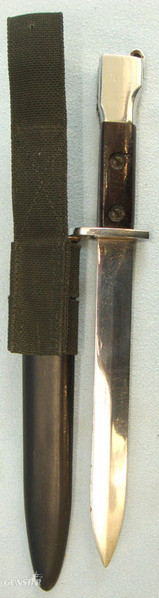 British X2 E1 Trials Bayonet, Scabbard and Webbing Frog. Bayonet