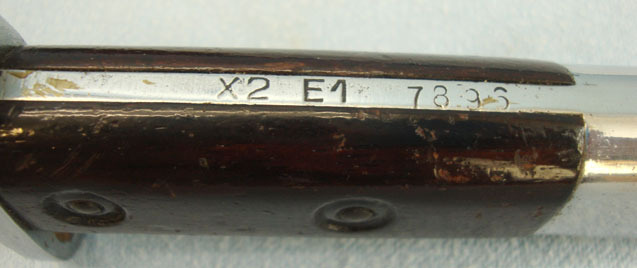  British X2 E1 Trials Bayonet, Scabbard and Webbing Frog. Bayonet