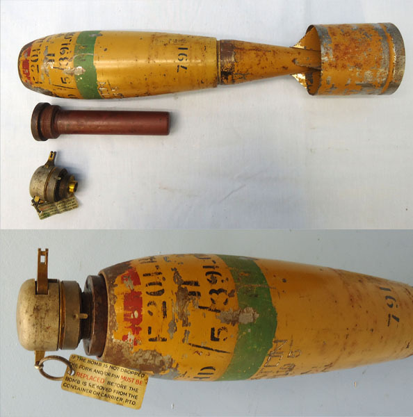 INERT DEACTIVATED. British 1939 Dated 20 Pound High Explosive/General Purpose Aircraft Bomb. Sn 18953 - 18953 INERT DEACTIVATED. British 1939 Dated 20 Pound High Explosive/General Purpose Aircraft Bomb. Sn 18953 - 18953  Other Ammunition