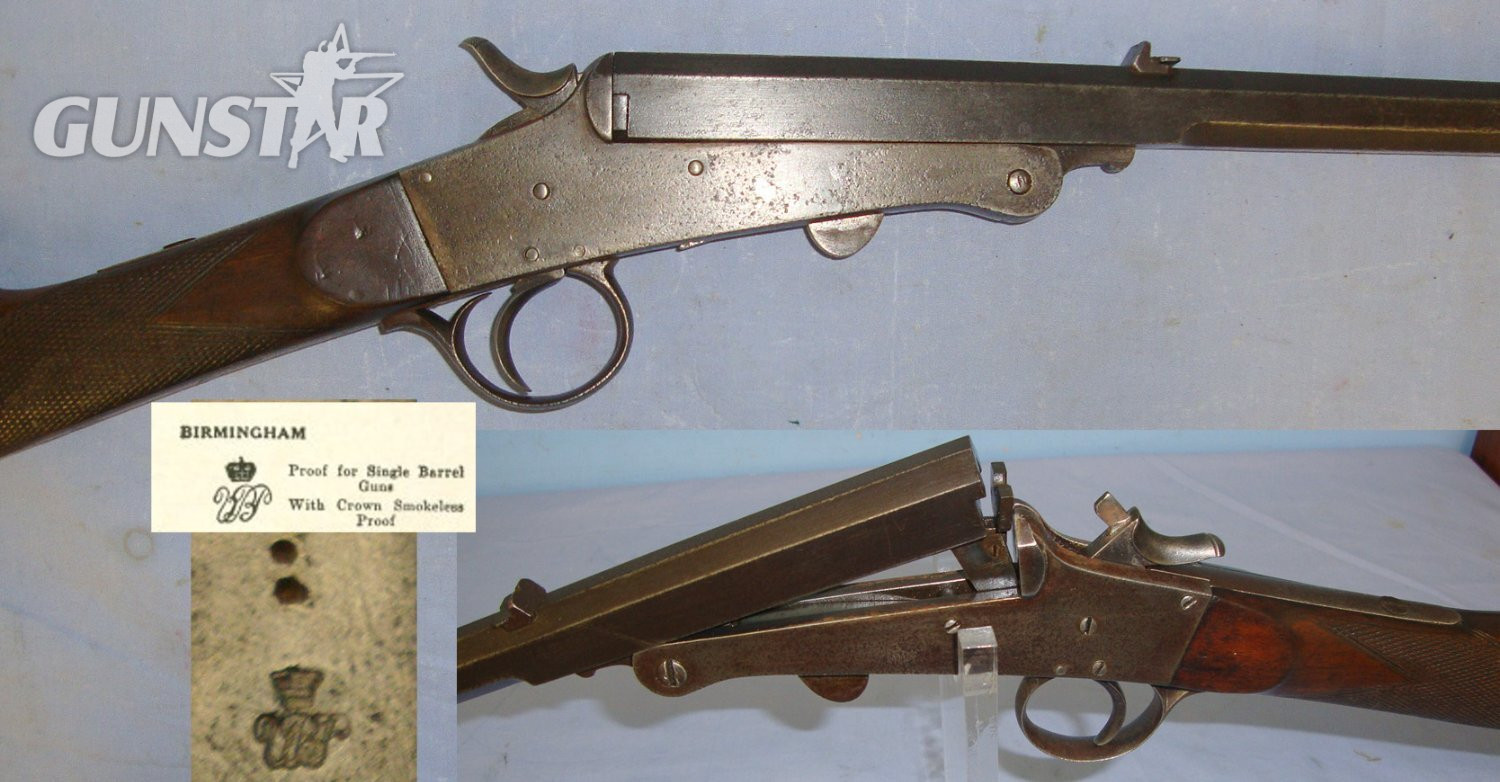 C1900 English Birmingham Crown Smokeless Proofed .32 Rim Fire Obsolete Calibre Break Action Breech Loading Single Barrel Rook Rifle  With External Hammer & Octagonal Barrel. Sn 23005 Single Shot .32 Rifle