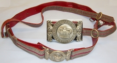 Victorian ‘Civil Service Rifle Volunteers’ Red Morocco Leather & Gold Lace Dress Sword Belt with 2 Piece Crown Buckle & Sword Hanging Straps. 19966:39. Victorian ‘Civil Service Rifle Volunteers’ Red Morocco Leather & Gold Lace Dress Sword Belt with 2 Piece Crown Buckle & Sword Hanging Straps. 19966:39. Antique & Militaria