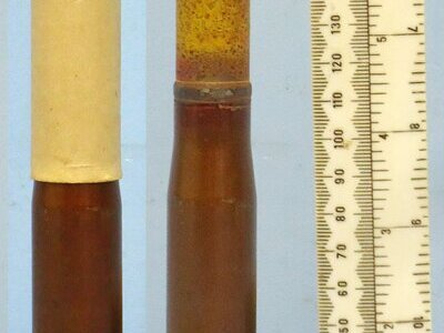INERT DEACTIVATED. WW2 German 20 mm Flak 28 and 29 (20x110RB) HE/T (High Explosive/Tracer) Flak Round. - O 2121 INERT DEACTIVATED. WW2 German 20 mm Flak 28 and 29 (20x110RB) HE/T (High Explosive/Tracer) Flak Round. - O 2121  Other Ammunition