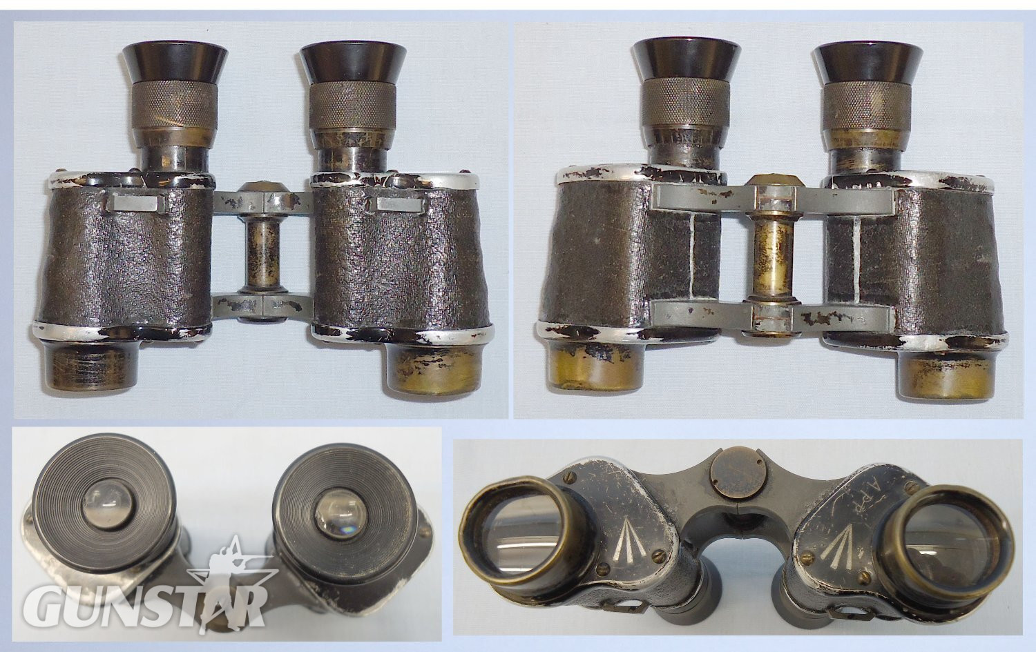 WWI British Officers Field Binoculars and Dated 1918 Leather Case by Manufacturer Parisian Opera & Field Glass Co Ltd. OPT 837. WWI British Officers Field Binoculars and Dated 1918 Leather Case by Manufacturer Parisian Opera & Field Glass Co Ltd. OPT 837.  Antique & Militaria