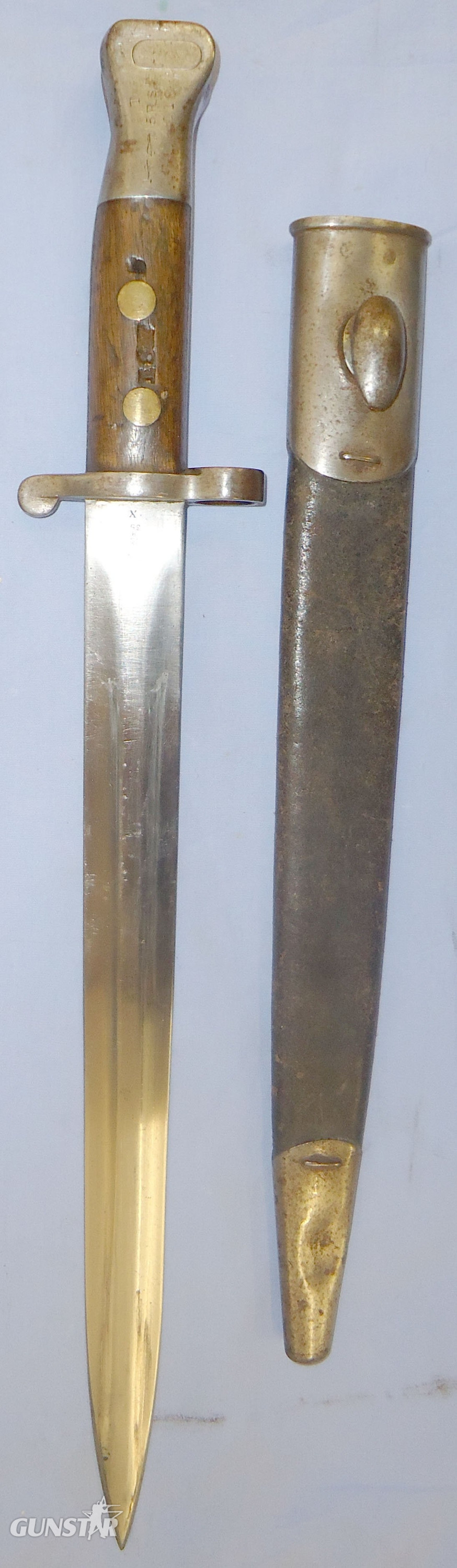 British 1888 Pattern Mark II, 2nd pattern, Lee Metford Bayonet and Scabbard by Mole. BAYO 545 Bayonet in 