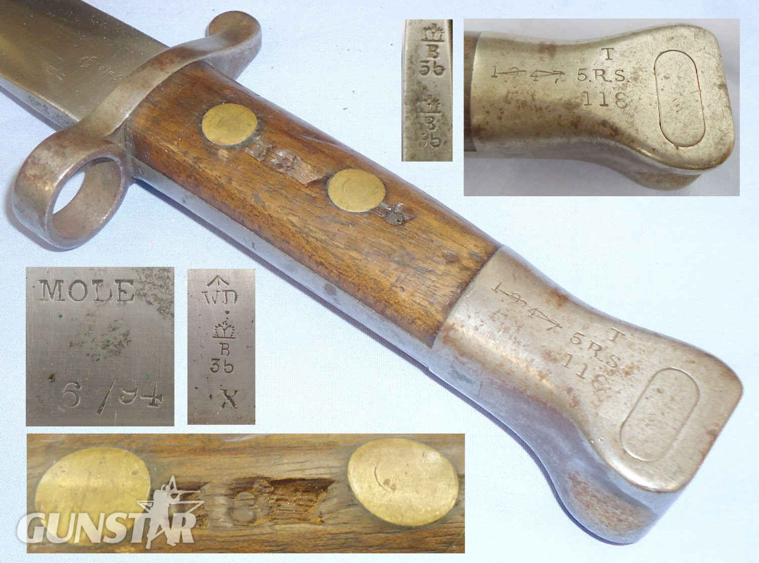 British 1888 Pattern Mark II, 2nd pattern, Lee Metford Bayonet and Scabbard by Mole. BAYO 545 Bayonet