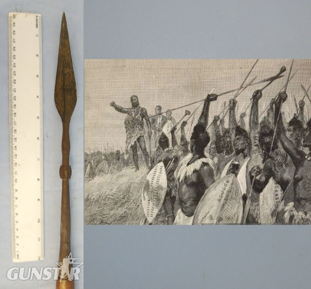 SCARCE**ORIGINAL**Victorian Era Zulu Warrior’s IsiJula, Javelin / Throwing Spear. Sn 23529 Other Blade