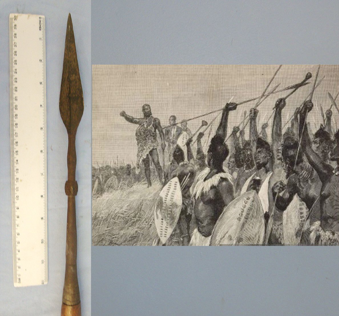 SCARCE**ORIGINAL**Victorian Era Zulu Warrior’s IsiJula, Javelin / Throwing Spear. Sn 23529 Other Blade