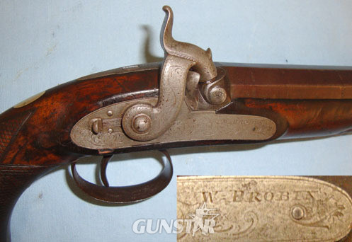  William Probin, Birmingham Percussion Holster Pistol For Cavalry Officers With Octagonal Barrel, Safety Cat 16 Bore/gauge Muzzleloader
