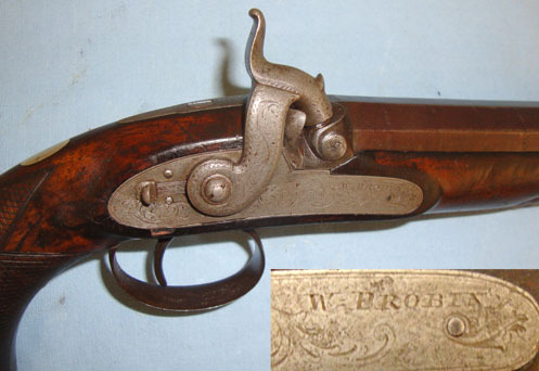  William Probin, Birmingham Percussion Holster Pistol For Cavalry Officers With Octagonal Barrel, Safety Cat 16 Bore/gauge Muzzleloader