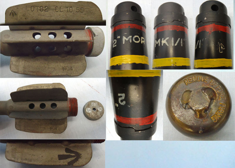  DEACTIVATED INERT. Unfired Original Pair Of 1944 Dated British 2 Inch Practice (High Explosive) Mortar Reissued In 1952 In No 215 Cardboard Transit Tube. - O 1707 DEACTIVATED INERT. Unfired Original Pair Of 1944 Dated British 2 Inch Practice (High Explosive) Mortar Reissued In 1952 In No 215 Cardboard Transit Tube. - O 1707  Other Ammunition