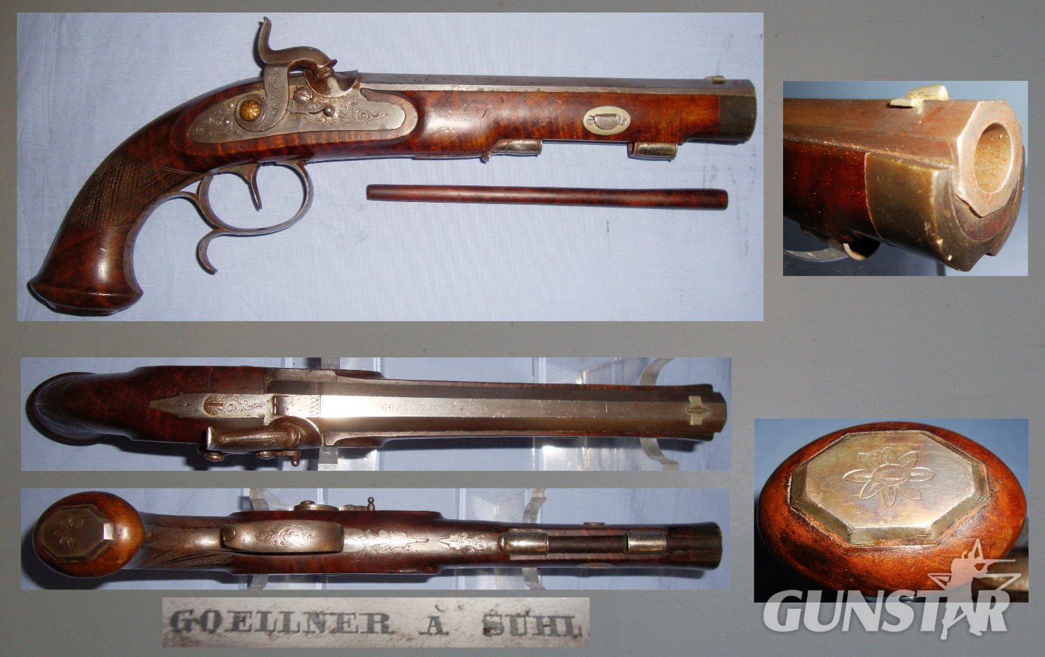 QUALITY MAKER**C1840 German Goellner (aka Göllner) Suhl .50 Bore Percussion Target / Duelling Pistol With Octagonal Barrel & Safety Catch. Sn 18258:3 percussion pistol .50 Cal Muzzleloader Muzzleloader