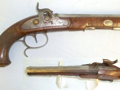 QUALITY MAKER**C1840 German Goellner (aka Göllner) Suhl .50 Bore Percussion Target / Duelling Pistol With Octagonal Barrel & Safety Catch. Sn 18258:3 percussion pistol .50 Cal Muzzleloader Muzzleloader