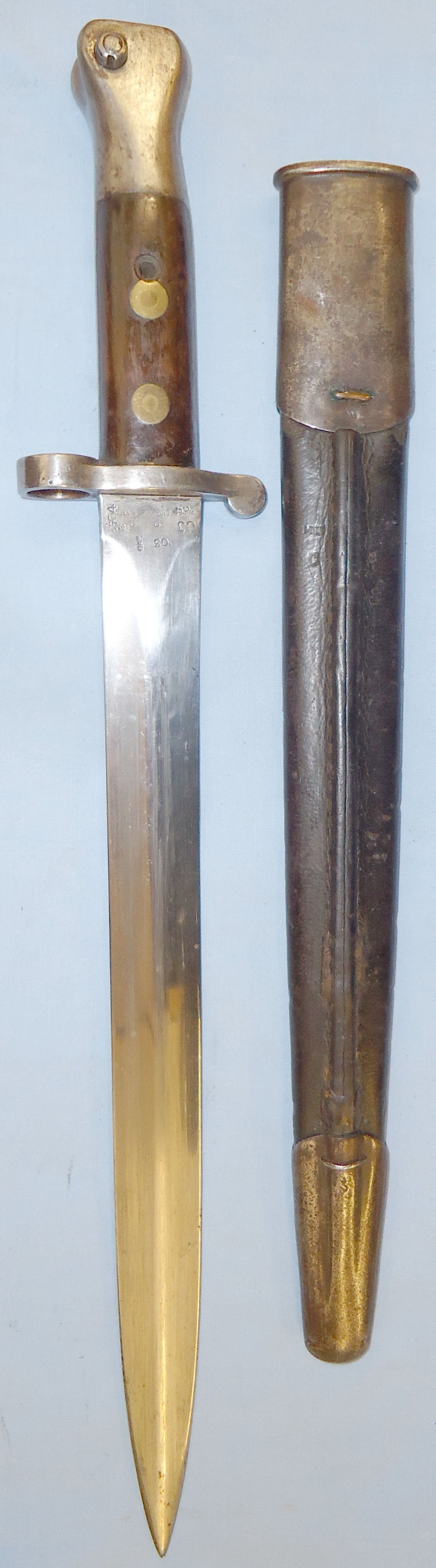  British Wilkinson 1888 Pattern Mark I, 2nd Type Lee Metford Bayonet and Scabbard. BAYO 581. Bayonet