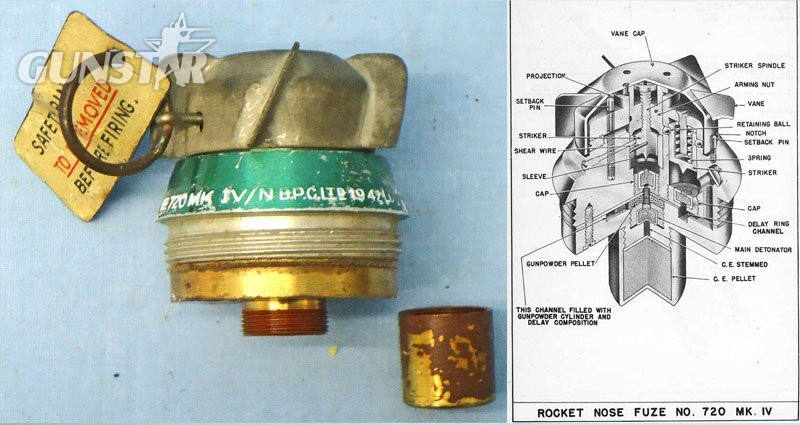  INERT DEACTIVATED. British, Royal Navy, MINT, WW2, Unfired, 1942 Dated, Number 720 Mark IV/N (Navy) Rocket Nose Fuze. Sn - 22326:4 INERT DEACTIVATED. British, Royal Navy, MINT, WW2, Unfired, 1942 Dated, Number 720 Mark IV/N (Navy) Rocket Nose Fuze. Sn - 22326:4  Other Ammunition