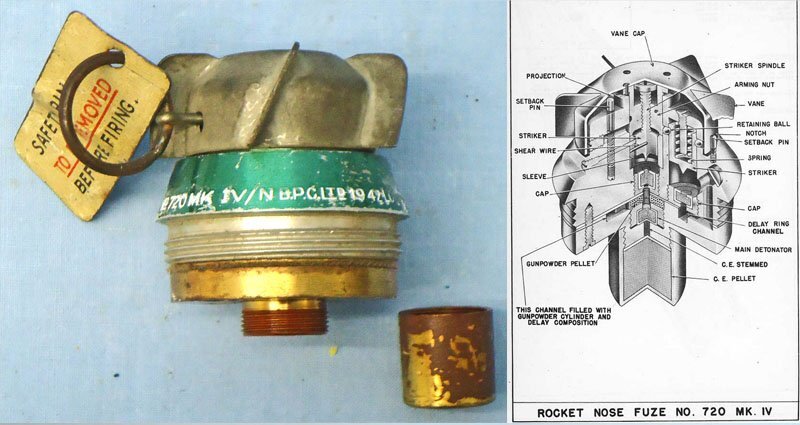  INERT DEACTIVATED. British, Royal Navy, MINT, WW2, Unfired, 1942 Dated, Number 720 Mark IV/N (Navy) Rocket Nose Fuze. Sn - 22326:4 INERT DEACTIVATED. British, Royal Navy, MINT, WW2, Unfired, 1942 Dated, Number 720 Mark IV/N (Navy) Rocket Nose Fuze. Sn - 22326:4  Other Ammunition