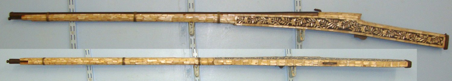  MASSIVE**ORNATE**C1790 Indian North West Frontier Match Lock 22 Bore Musket Wrapped With Plates & Foliate Formations Of Mother Of Pearl & Ram Rod. Sn 22407 Single Shot 20 Bore/gauge Rifle
