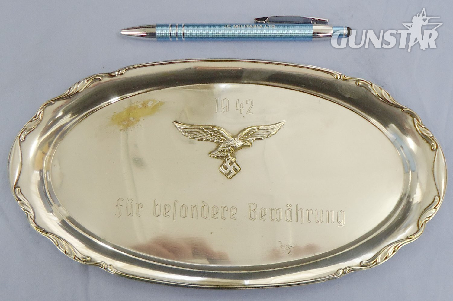 WWII Dated Luftwaffe Silver Presentation/Serving Tray Engraved ‘Fur Besondere Bewahrung’ Translating to ‘For Special Preservation’. 22441:17. WWII Dated Luftwaffe Silver Presentation/Serving Tray Engraved ‘Fur Besondere Bewahrung’ Translating to ‘For Special Preservation’. 22441:17.  Antique & Militaria in 