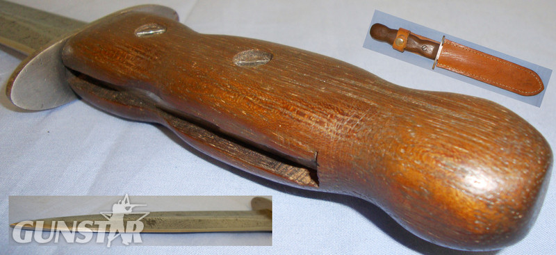 Italian? (Possibly Italian ‘Arditi’) Heavy Fighting Knife in later Scabbard Sn 8424:49. Dagger