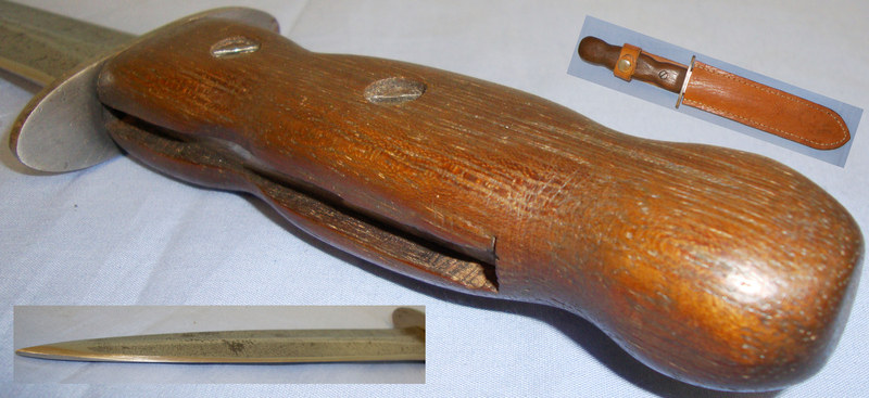 Italian? (Possibly Italian ‘Arditi’) Heavy Fighting Knife in later Scabbard Sn 8424:49. Dagger