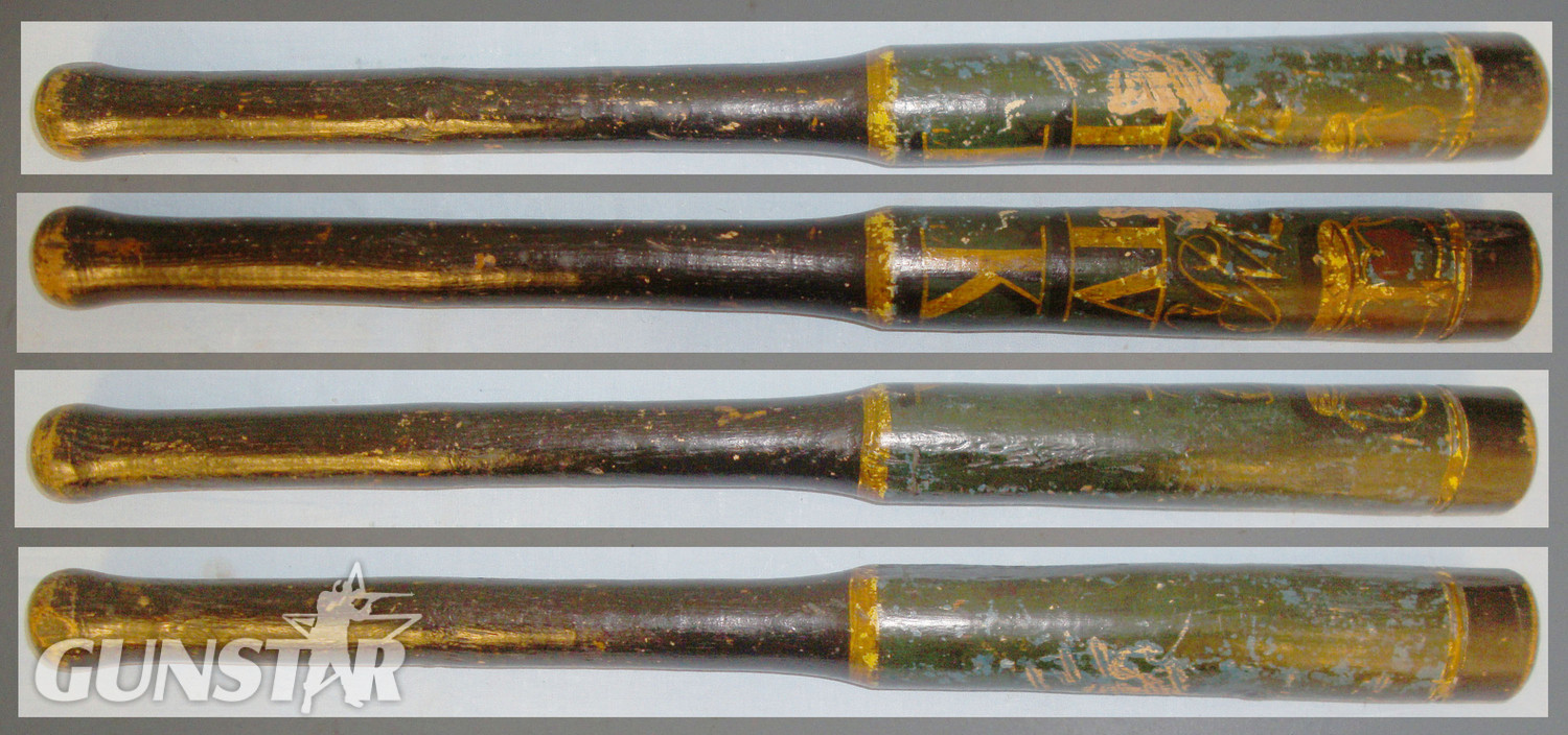 Victorian Wood Baluster Tipstaff Truncheon with Hand Painted Decoration Crown VR IV K Royal Cypher. 20613. Victorian Wood Baluster Tipstaff Truncheon with Hand Painted Decoration Crown VR IV K Royal Cypher. 20613. Antique & Militaria