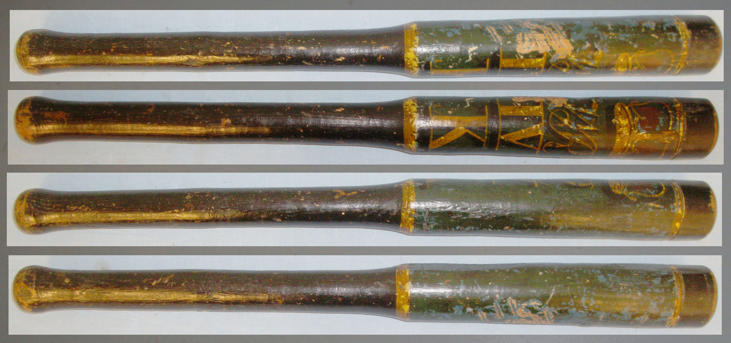 Victorian Wood Baluster Tipstaff Truncheon with Hand Painted Decoration Crown VR IV K Royal Cypher. 20613. Victorian Wood Baluster Tipstaff Truncheon with Hand Painted Decoration Crown VR IV K Royal Cypher. 20613. Antique & Militaria