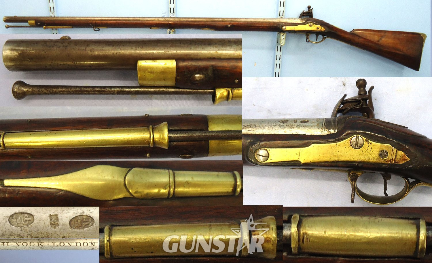 Rare, c.1780 Ex Warwick Castle Collection, H Nock London, Flintlock Brown Bess Antique Musket. Sn 23478:96 Rare, c.1780 Ex Warwick Castle Collection, H Nock London, Flintlock Brown Bess Antique Musket. Sn 23478:96 Single Shot Obsolete Rifle
