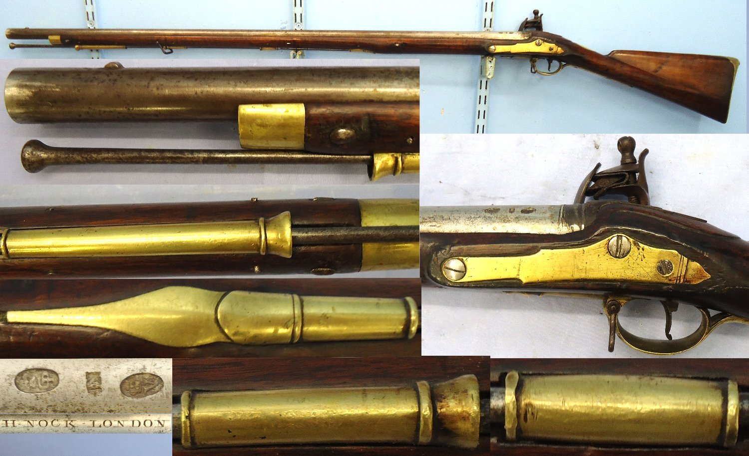 Rare, c.1780 Ex Warwick Castle Collection, H Nock London, Flintlock Brown Bess Antique Musket. Sn 23478:96 Rare, c.1780 Ex Warwick Castle Collection, H Nock London, Flintlock Brown Bess Antique Musket. Sn 23478:96 Single Shot Obsolete Rifle