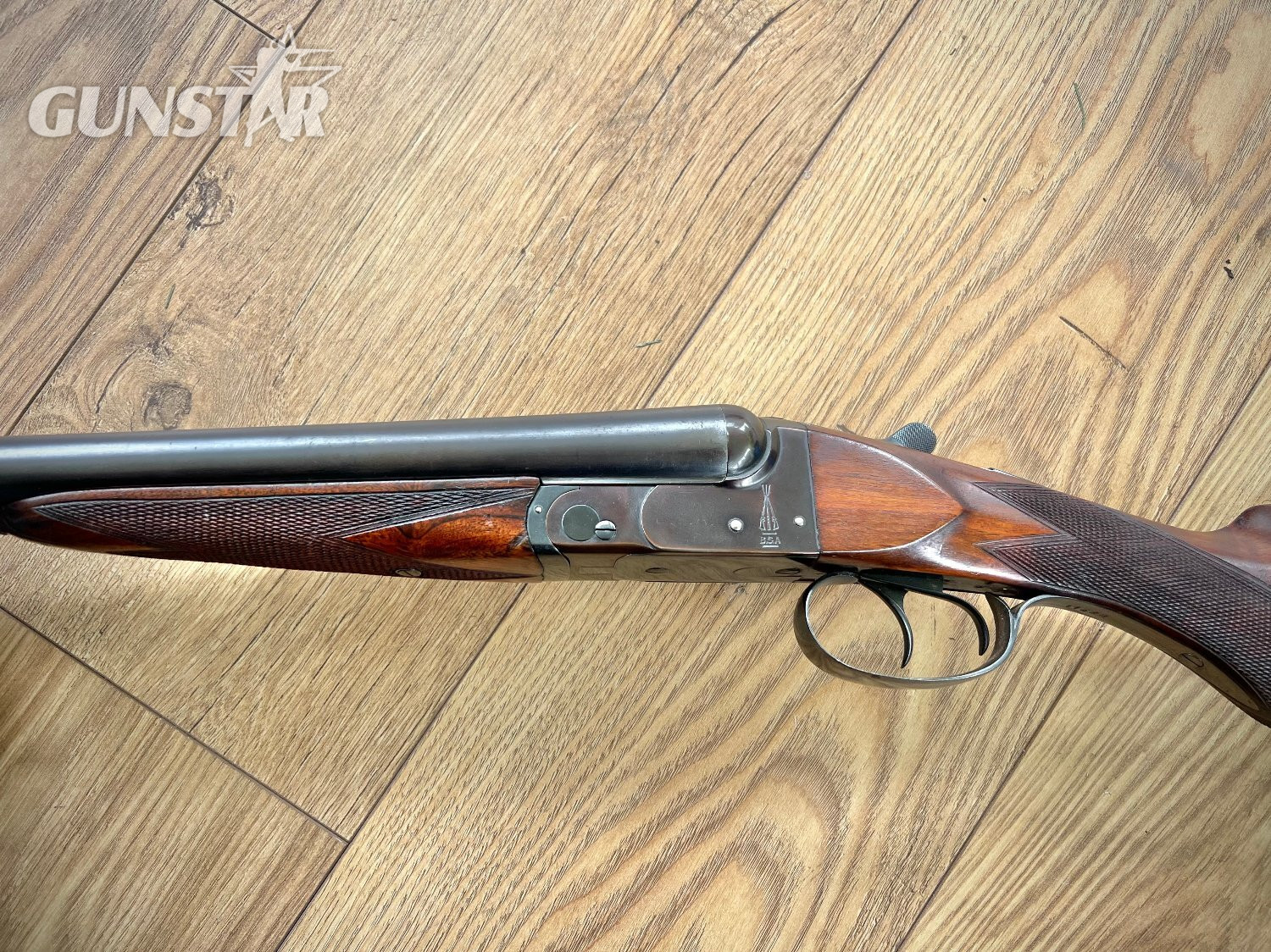BSA 12g SxS 28" Double trigger, Ejector.  14.5' stock. Fixed choke- 1/4--1/2  good condition Side By Side 12 Bore/gauge