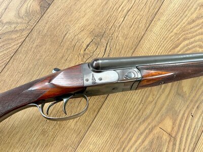BSA 12g SxS 28" Double trigger, Ejector.  14.5' stock. Fixed choke- 1/4--1/2  good condition Side By Side 12 Bore/gauge