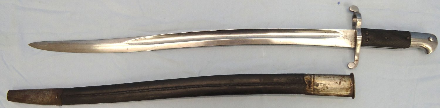 RARE, British, Pattern 1863 Whitworth Rifle Yatahgan Sword Bayonet and Scabbard. BAYO 370 Bayonet - {CATEGORY} in 
