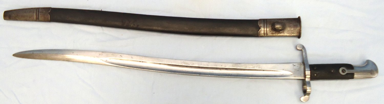 RARE, British, Pattern 1863 Whitworth Rifle Yatahgan Sword Bayonet and Scabbard. BAYO 370 Bayonet - {CATEGORY}