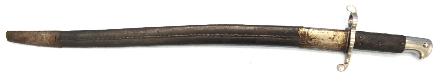 RARE, British, Pattern 1863 Whitworth Rifle Yatahgan Sword Bayonet and Scabbard. BAYO 370 Bayonet 