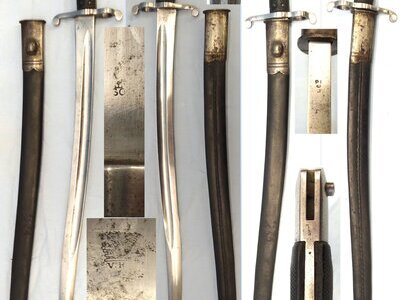 RARE, British, Pattern 1863 Whitworth Rifle Yatahgan Sword Bayonet and Scabbard. BAYO 370 Bayonet