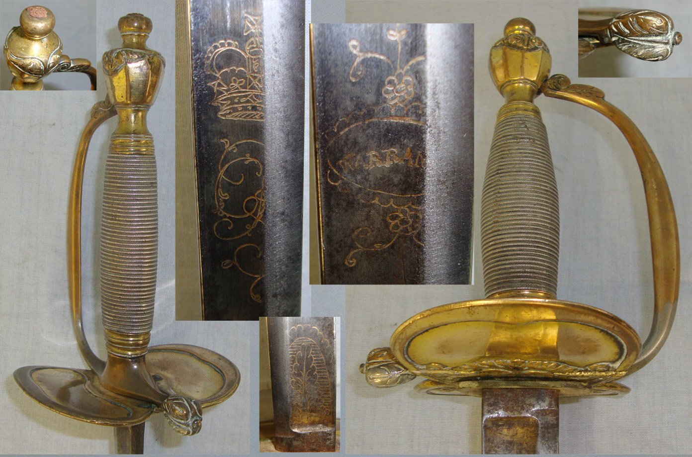 NAPOLEONIC WARS ERA**EARLY VARIANT**British 1796 Pattern Infantry Officers Sword With Warranted Gilt & Blued Etched Blade. Sn 19244 Sword