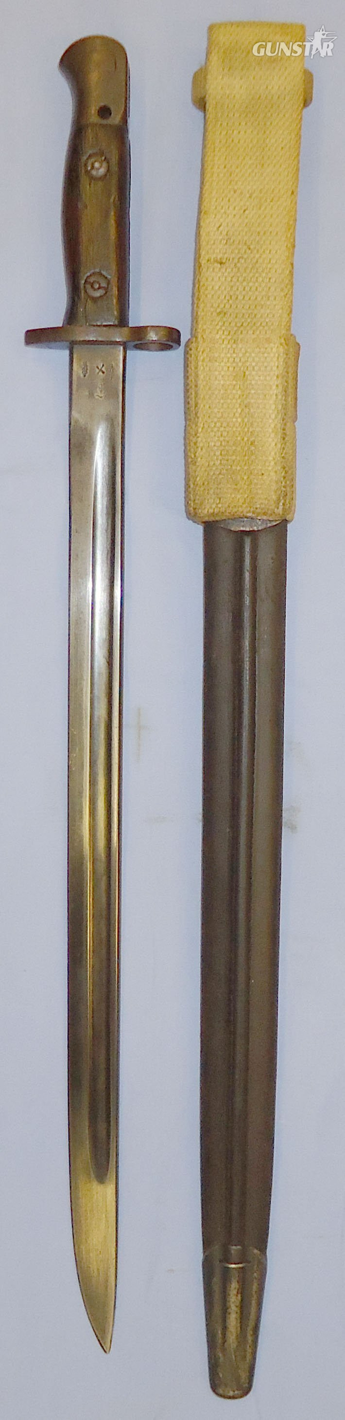  WWII Dated British 1907 Bayonet Scabbard and Frog by Manufacturer Vickers. 21602:3 Bayonet